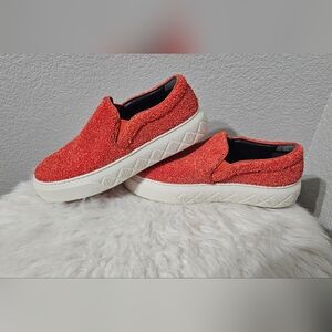 Tory Burch Ladybug Raffia Leather Slip On Sneakers Shoes